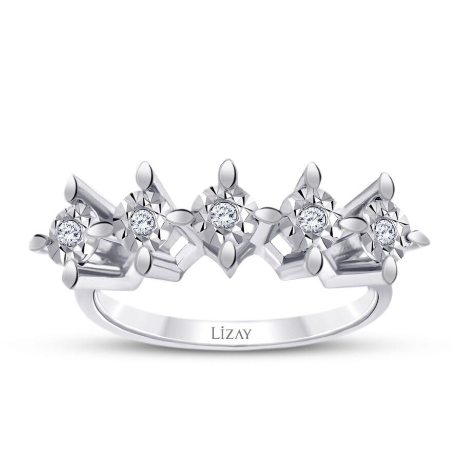 0,05 Karat Diamant Effekt Fünfstein Ring