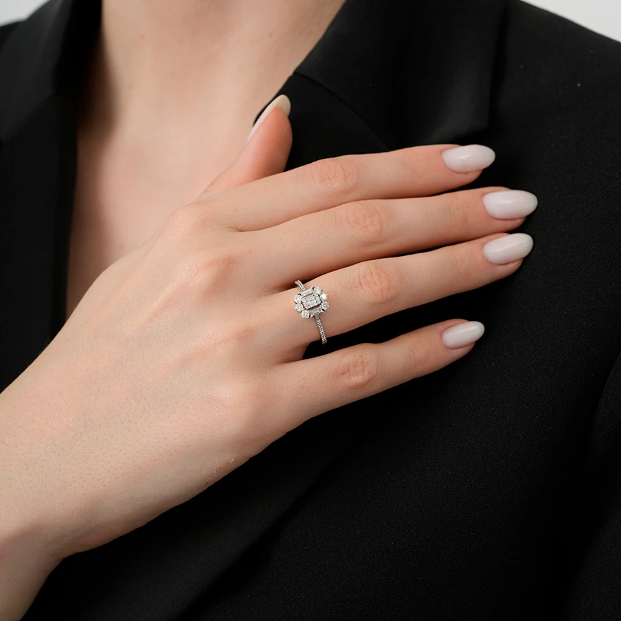 0.61 Carat Diamond Baguette Ring