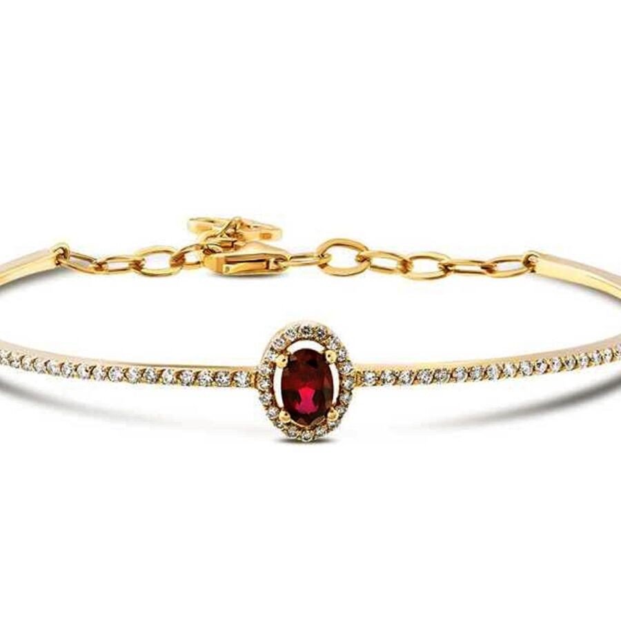 1.14 Carat Diamond Oval Ruby Bangle