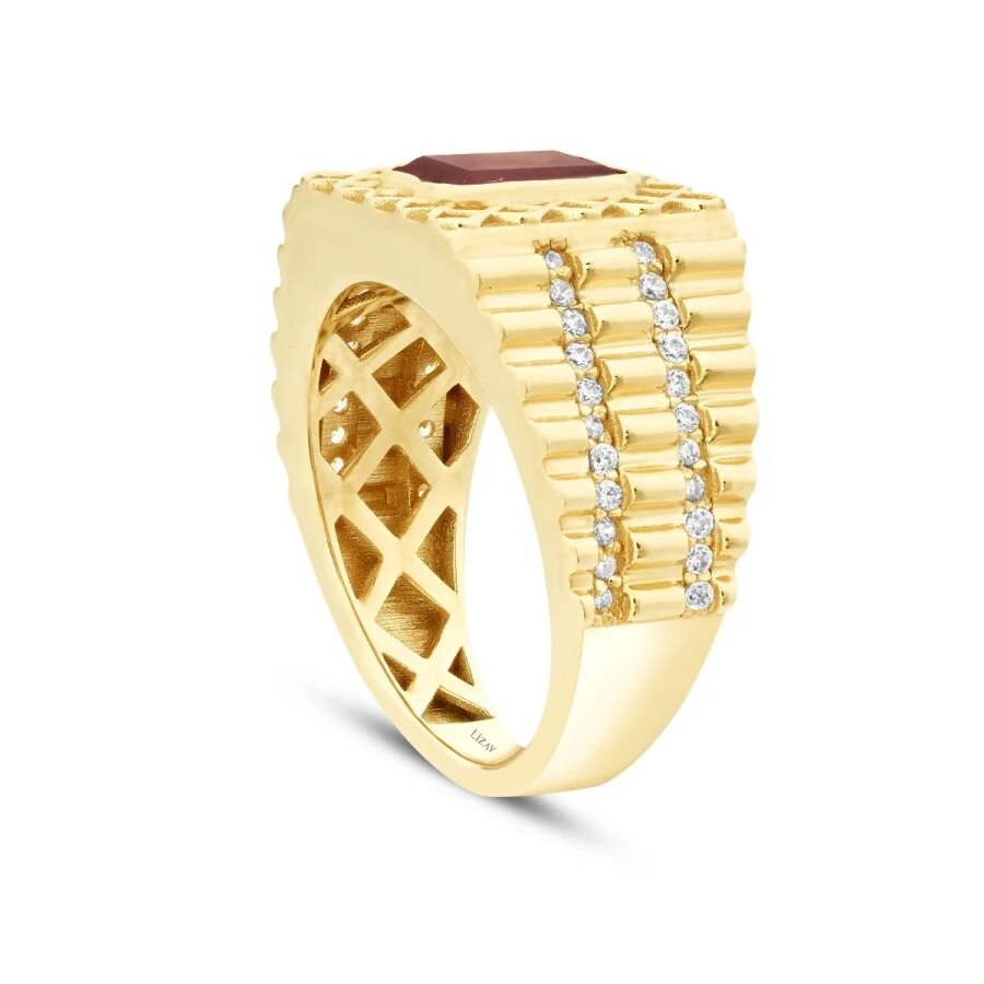 Gold Burgundy Stone Men’s Ring
