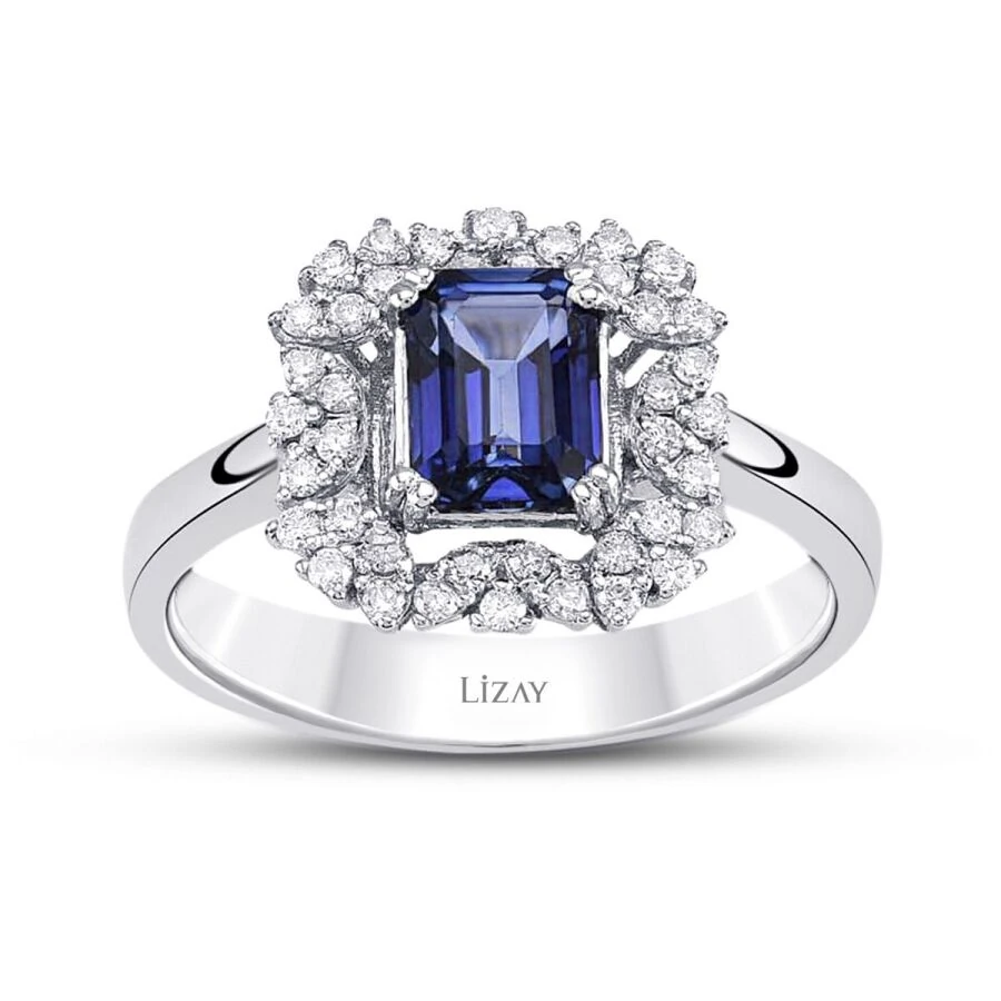 3.28 Carat Diamond Sapphire Ring