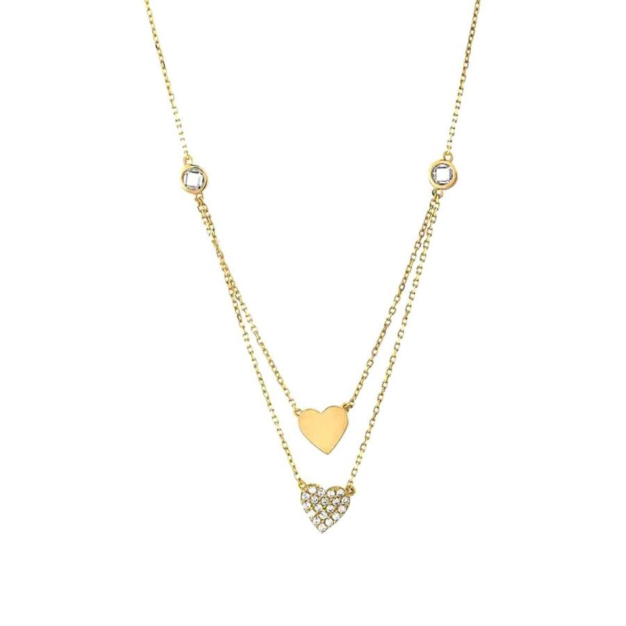 Gold Heart Double Necklace