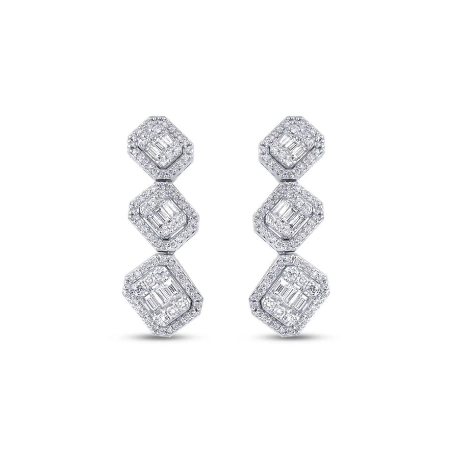 1.30 Carat Diamond Baguette Earrings