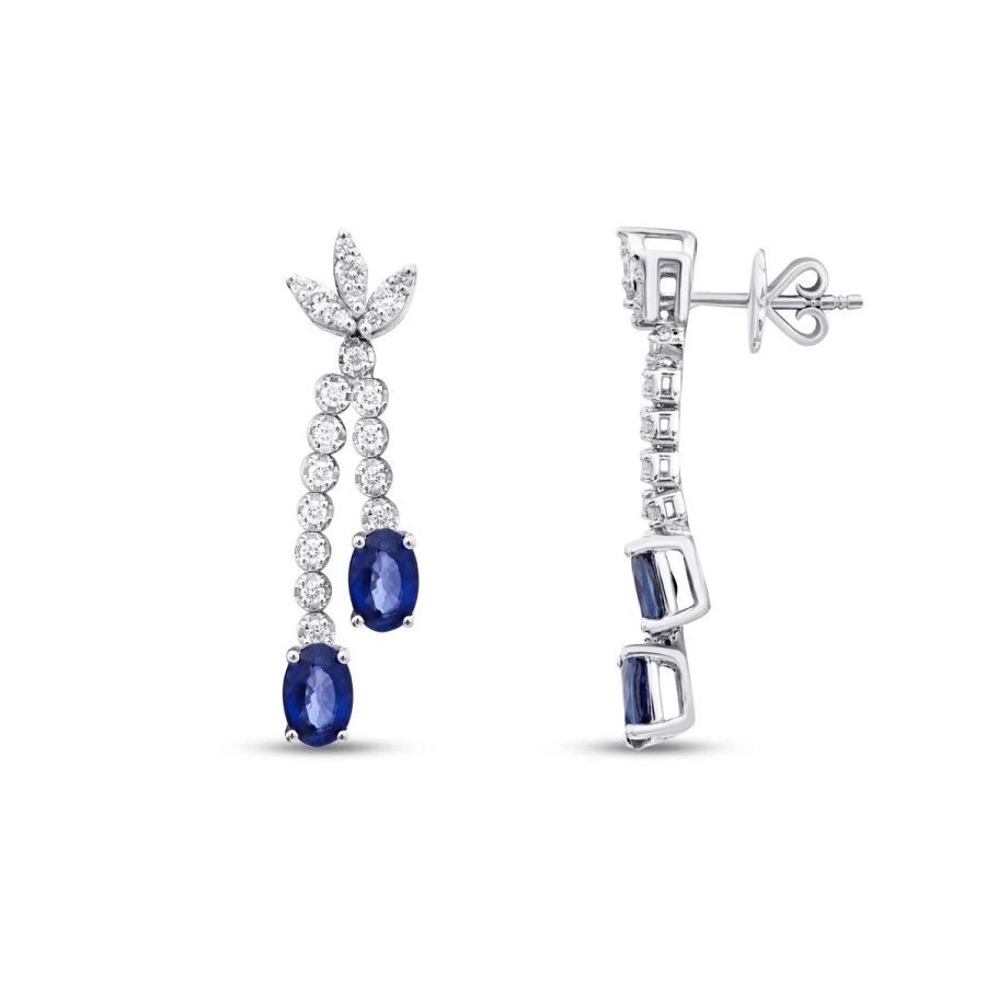 2.85 Carat Diamond Sapphire Earrings