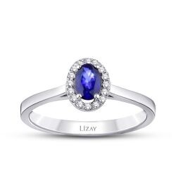 0.31 Carat Diamond Sapphire Ring