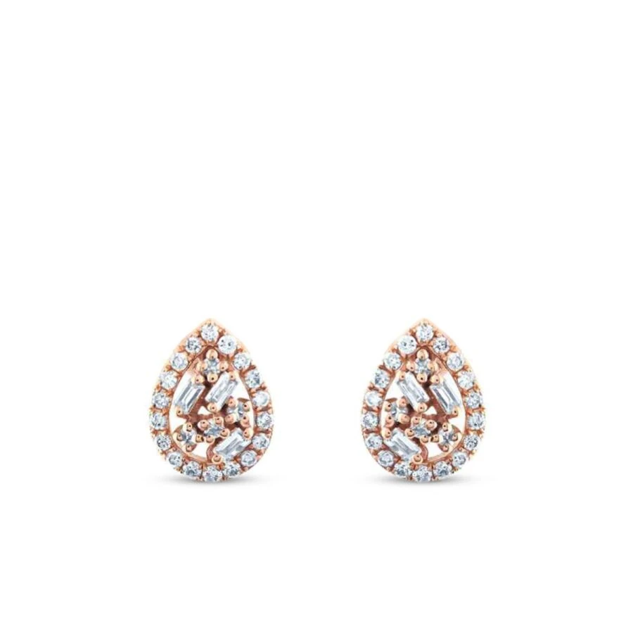 0.28 Carat Diamond Baguette Pear Earrings