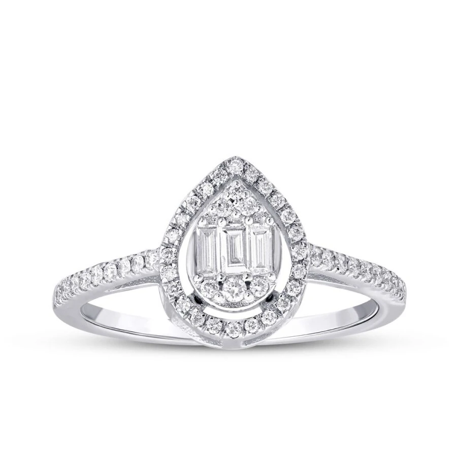 0.25 Carat Diamond Pear Baguette Ring
