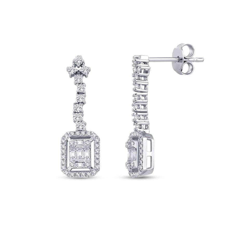 0.57 Carat Diamond Baguette Earrings