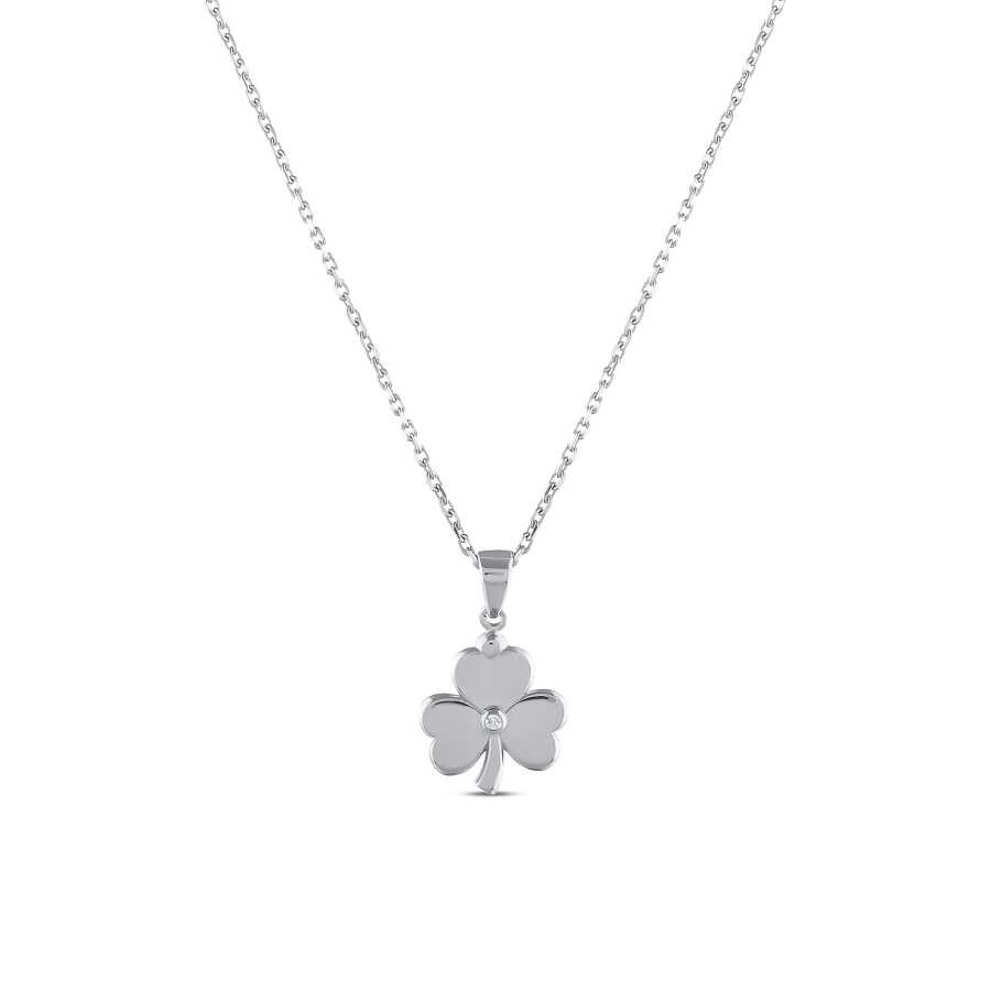0.01 Carat Diamond Trend Clover Necklace