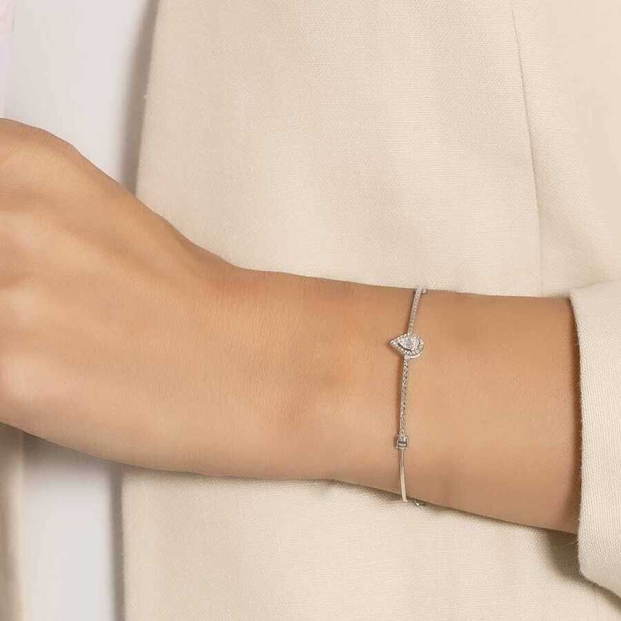 0.06 Carat Diamond-Effect Baguette Pear Bangle