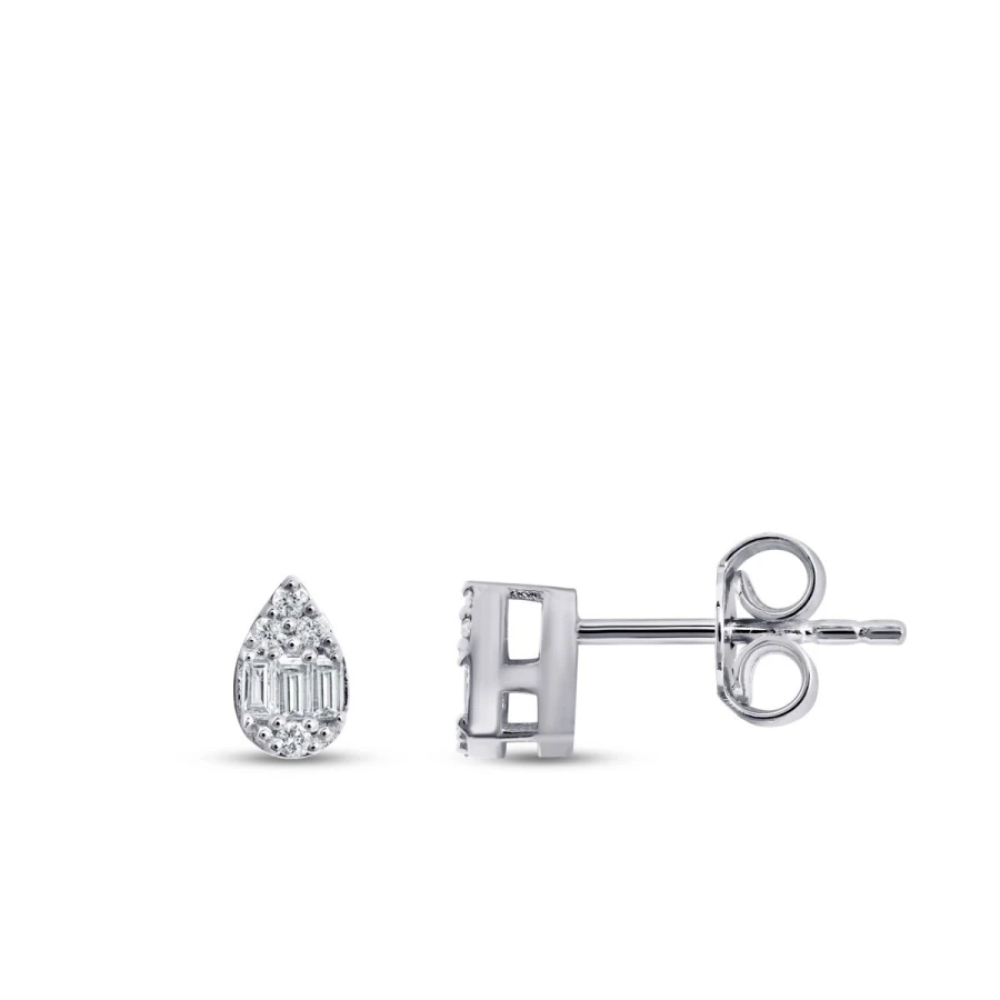 0.14 Carat Diamond Baguette Pear Earrings