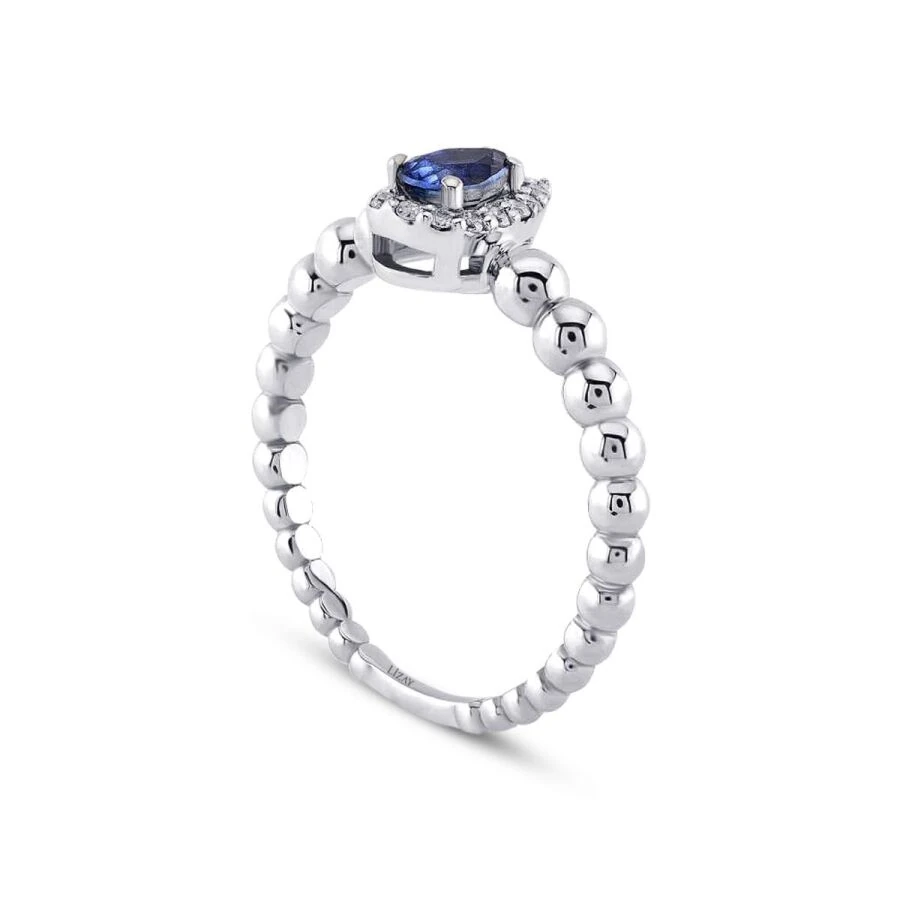0.43 Carat Diamond Pear Sapphire Ring