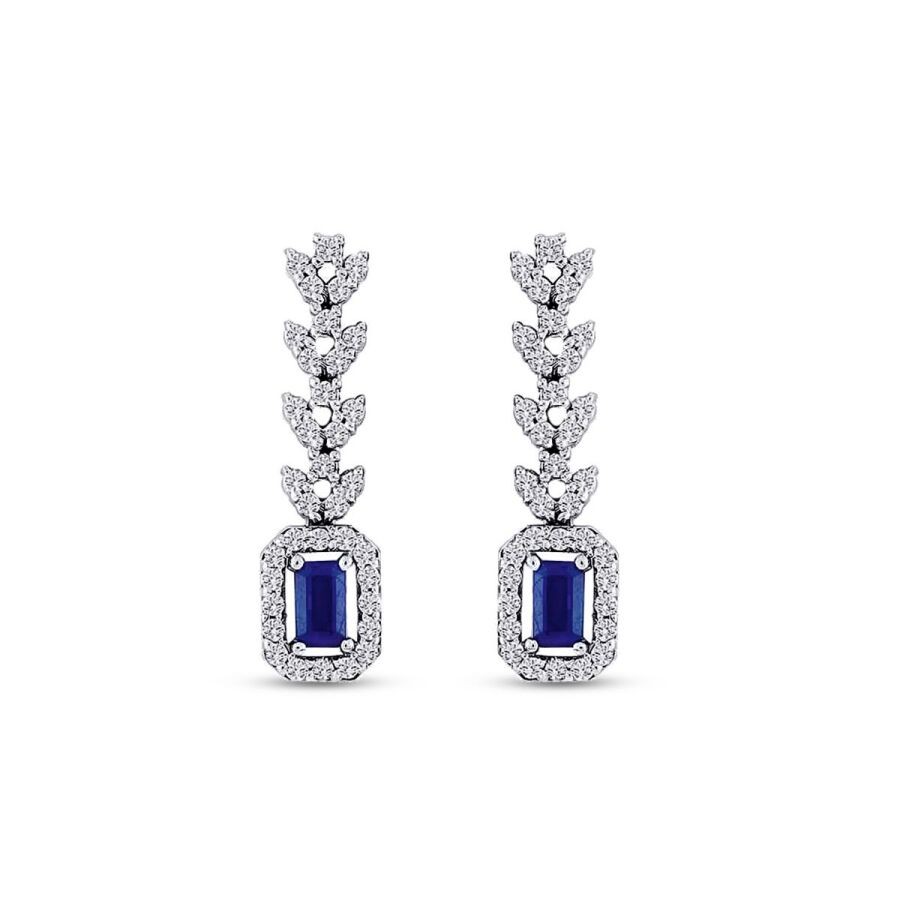 1.47 Carat Diamond Sapphire Earrings
