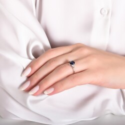 1.34 Carat Diamond Pear Sapphire Ring