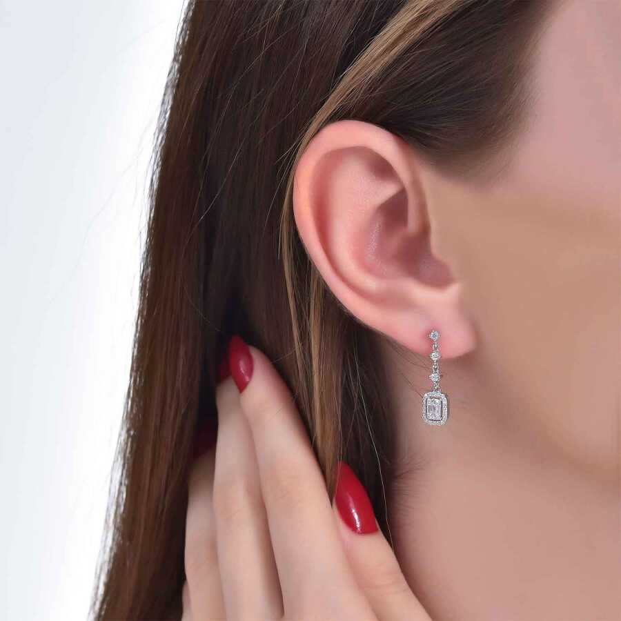 0.46 Carat Diamond Baguette Earrings