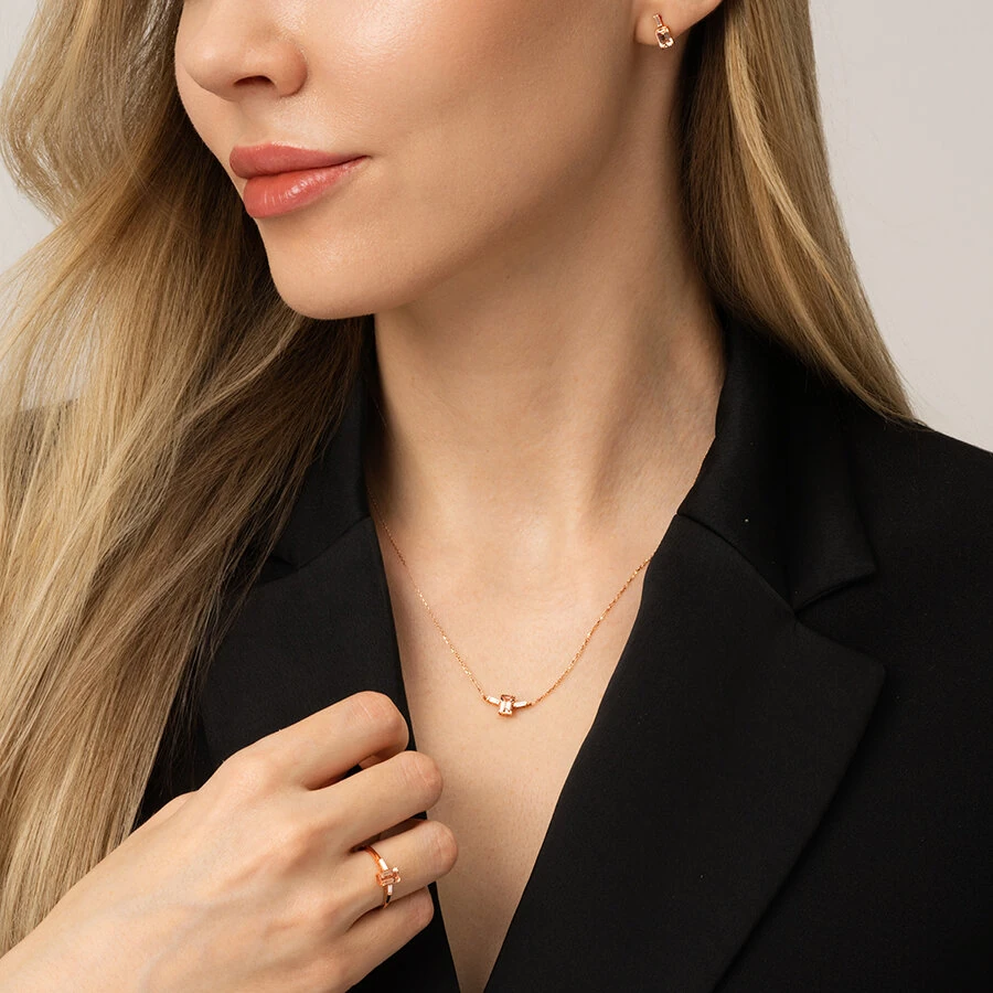 1.34 ct. Diamant Morganit Ohrringe