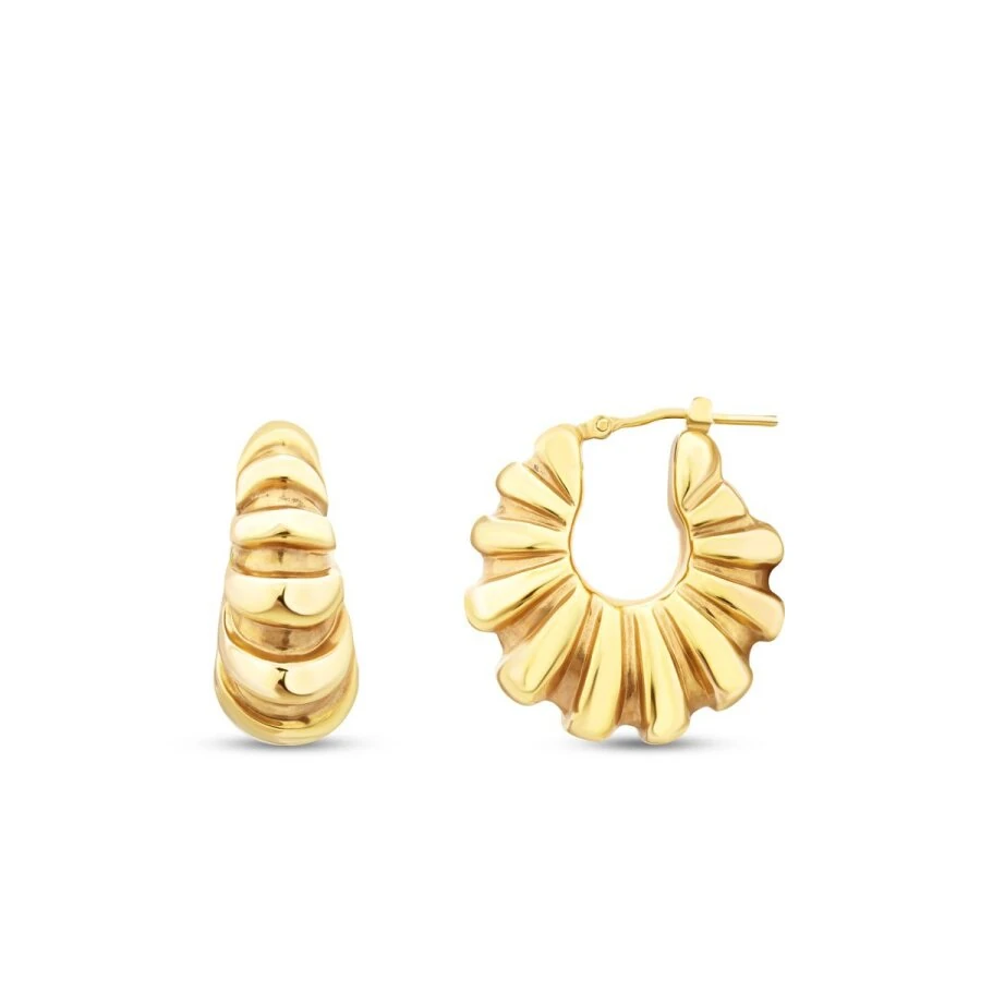 Gold Domed Hoop Earrings