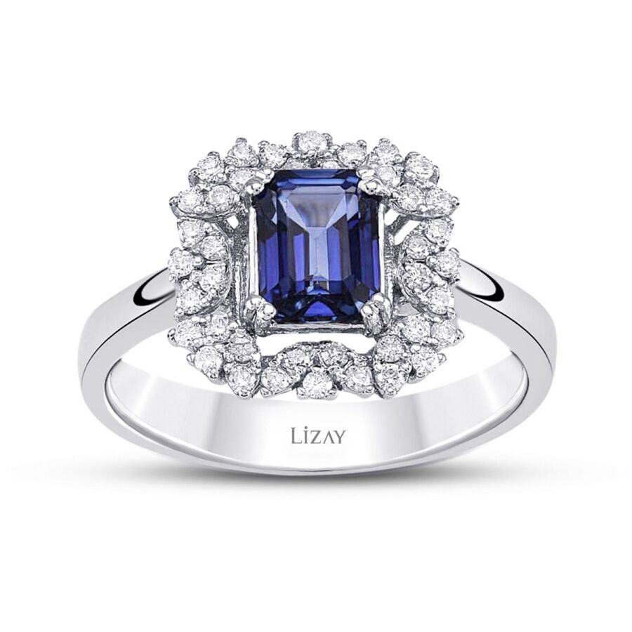 1.57 Carat Diamond Sapphire Ring