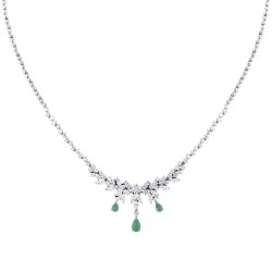 2.89 Carat Diamond Emerald Necklace