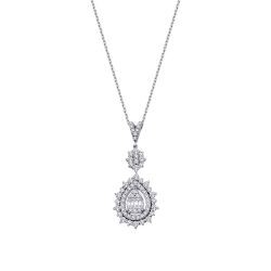 0.79 Carat Diamond Pear Baguette Necklace