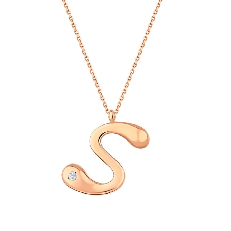 0.02 Carat Diamond Letter S  Necklace