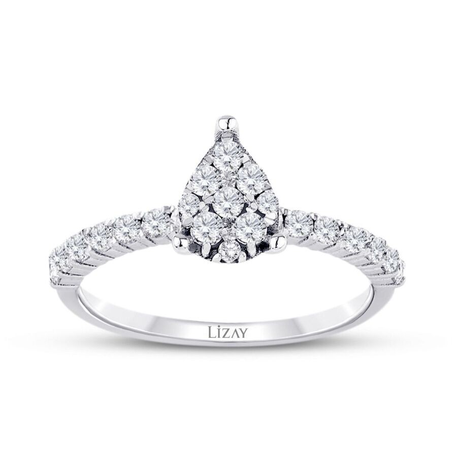 0,46 Karat Diamant Tropfen Rubin Ring