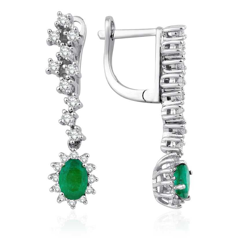 1.52 Carat Diamond Emerald Earrings