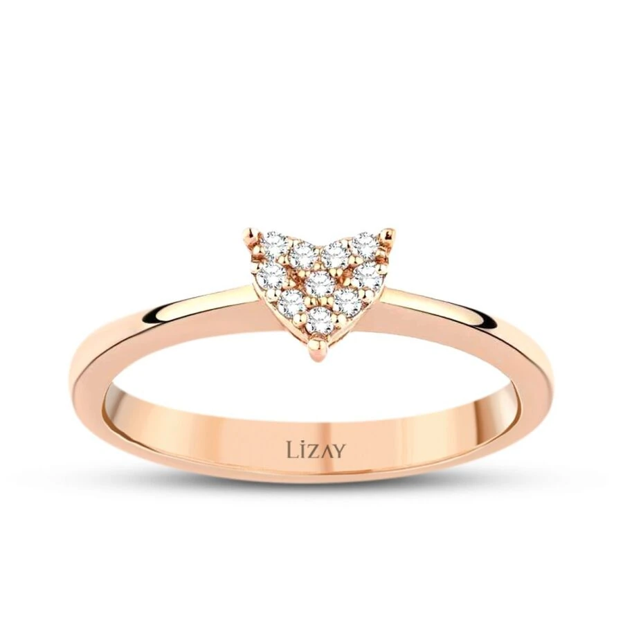 0.06 Carat Diamond Rose Gold Heart Ring