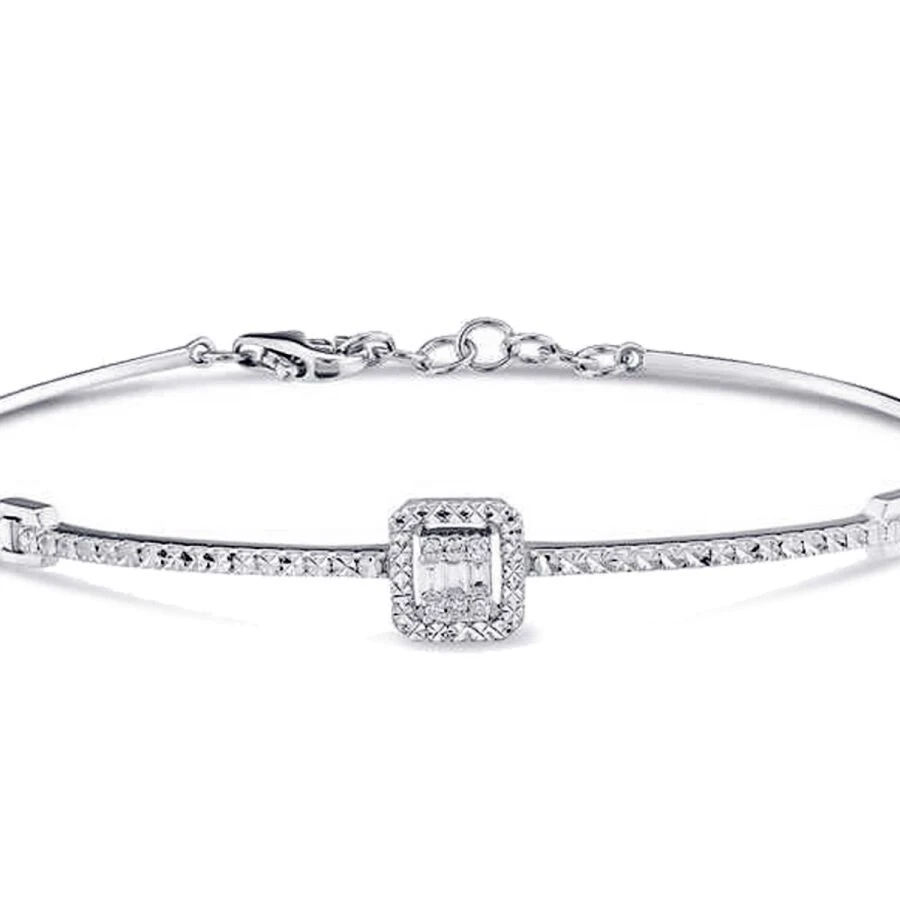 0.10 Carat Diamond-Effect Baguette Bangle