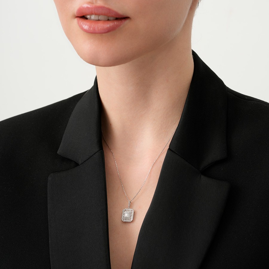 0.61 Carat Diamond Baguette Necklace