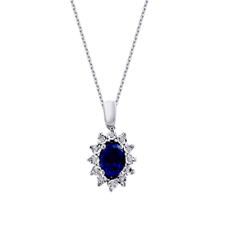 0.52 Carat Diamond Sapphire Necklace