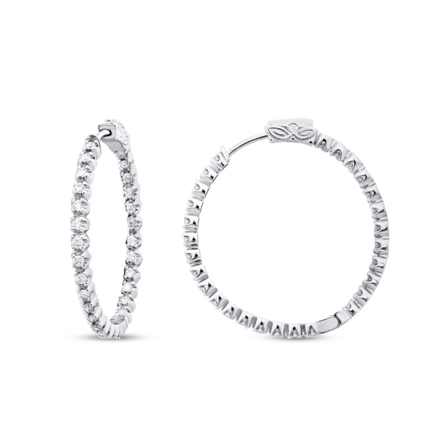 1.42 Carat Diamond Hoop Earrings