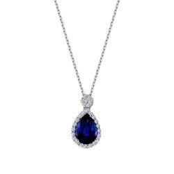 0.73 Carat Diamond Pear Sapphire Necklace