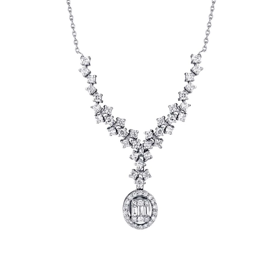 0.90 Carat Diamond Baguette Necklace
