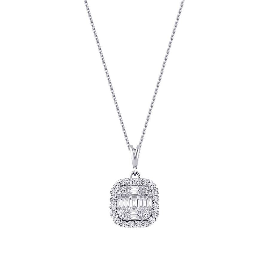 0.46 Carat Diamond Baguette Necklace