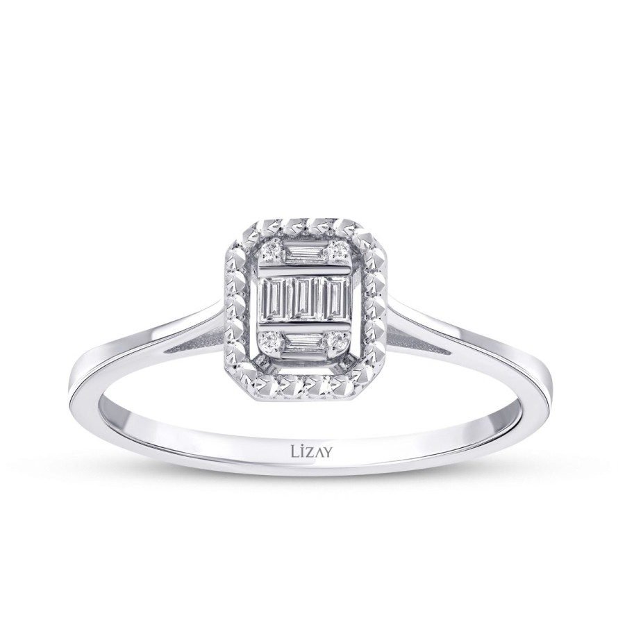 0.08 Carat Diamond Baguette Ring