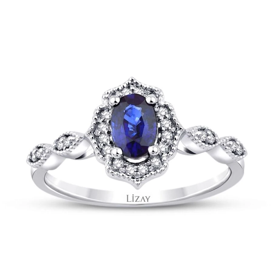 0.71 Carat Diamond Sapphire Ring