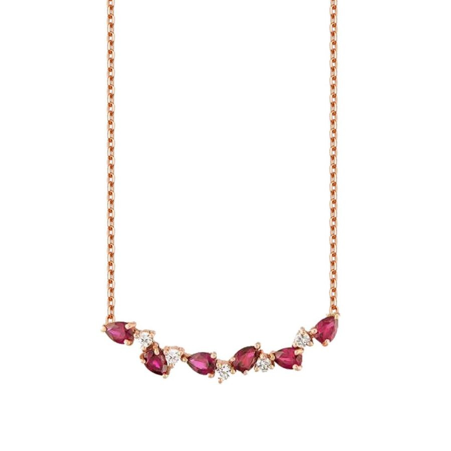 0.82 Carat Diamond Ruby Necklace