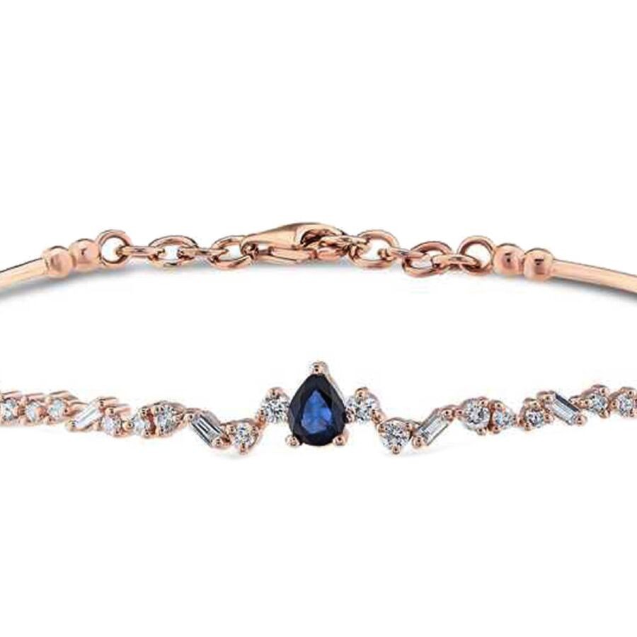 0.57 Carat Diamond Sapphire Bangle