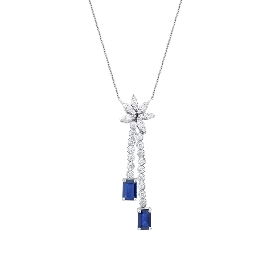 1.45 Carat Diamond Sapphire Neckband