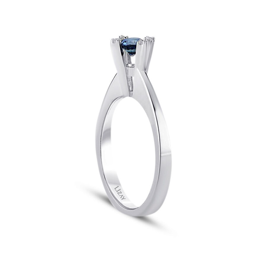 0.54 Carat Diamond Round Solitair Sapphiree Engagement Ring