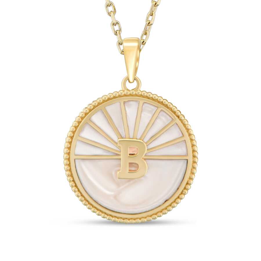 White Gold Enamel Letter Necklace