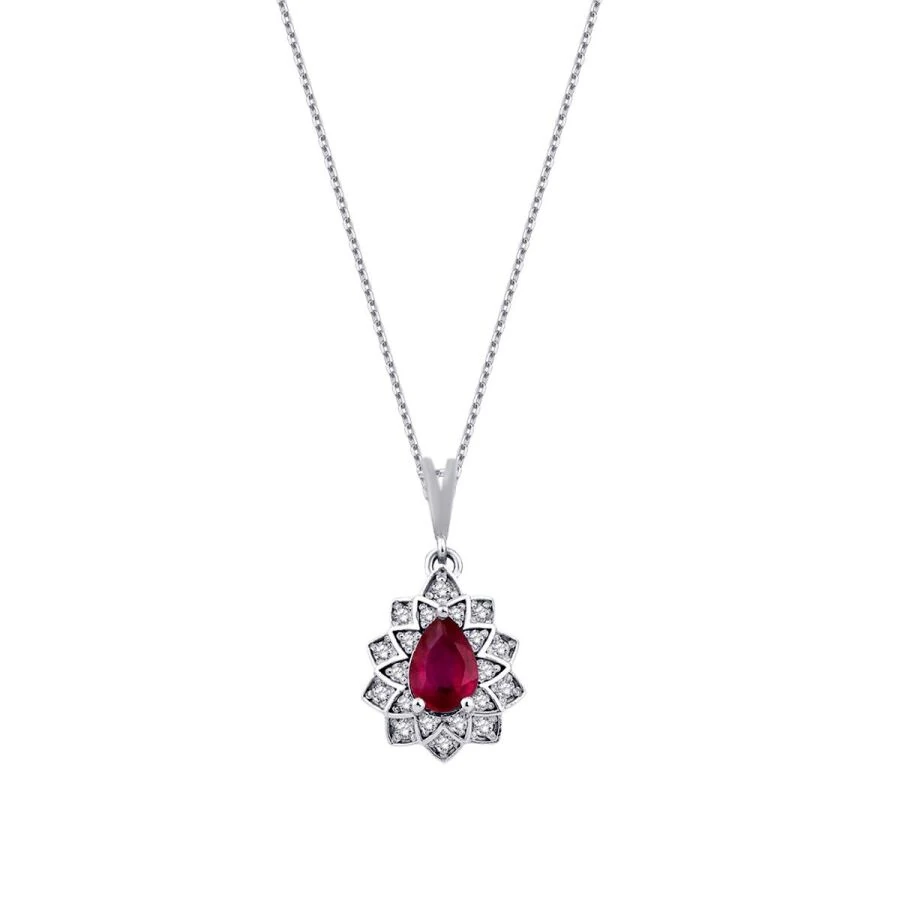 0.75 Carat Diamond Ruby Necklace