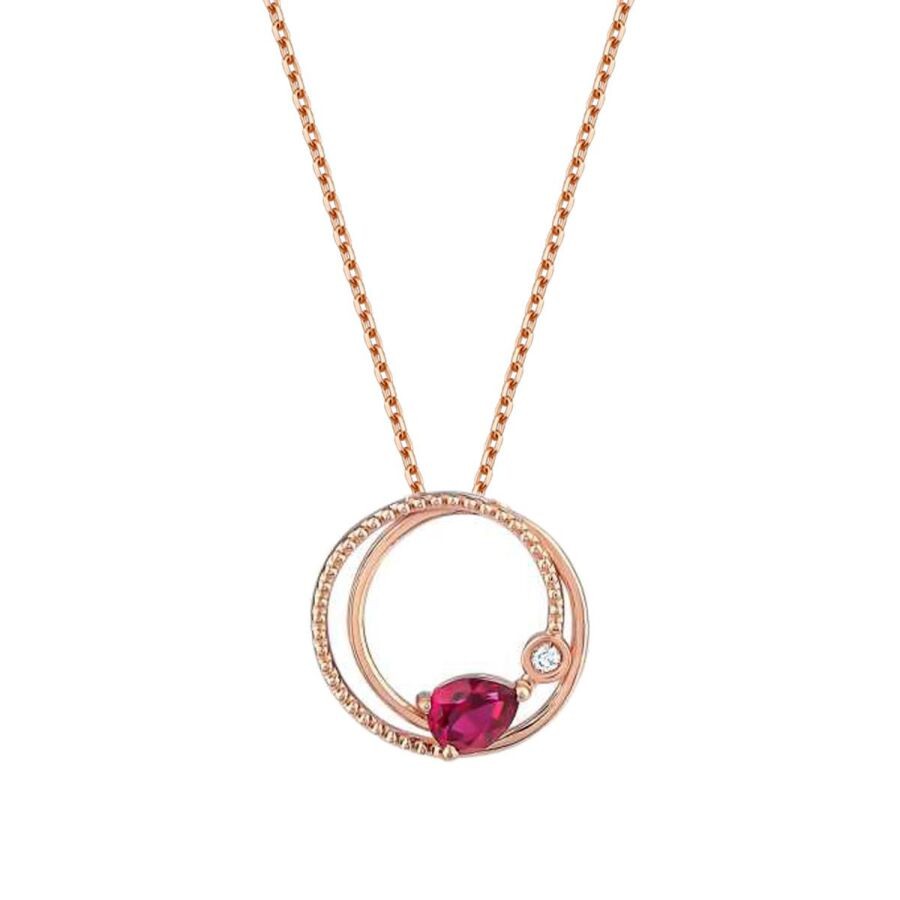 0.34 Carat Diamond Ruby Necklace