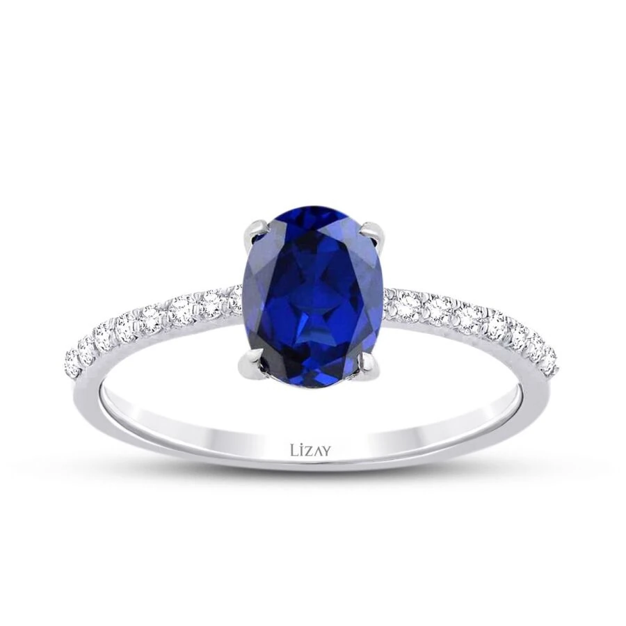 1.92 Carat Diamond Oval Sapphire Ring