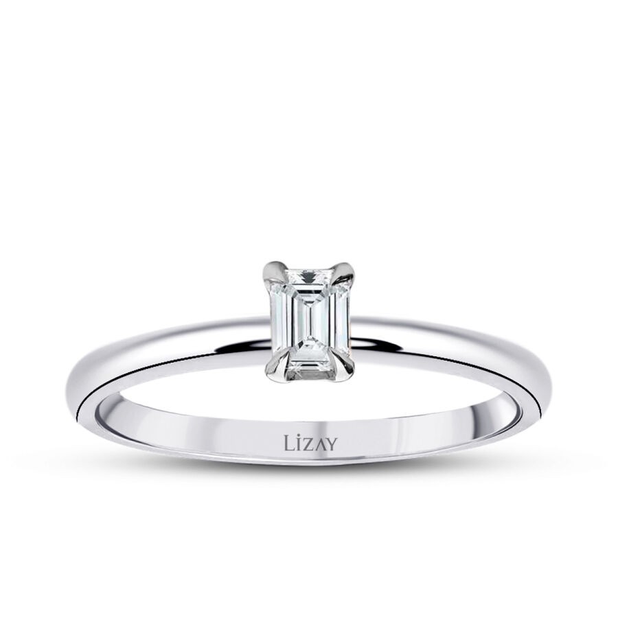 0.30 Carat Diamond Emerald Solitaire Engagement Ring