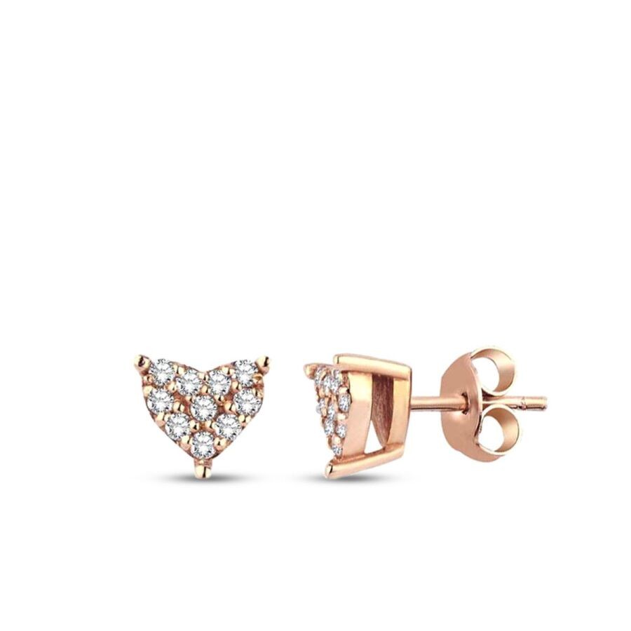 0.12 Carat Diamond Rose Gold Heart Earrings