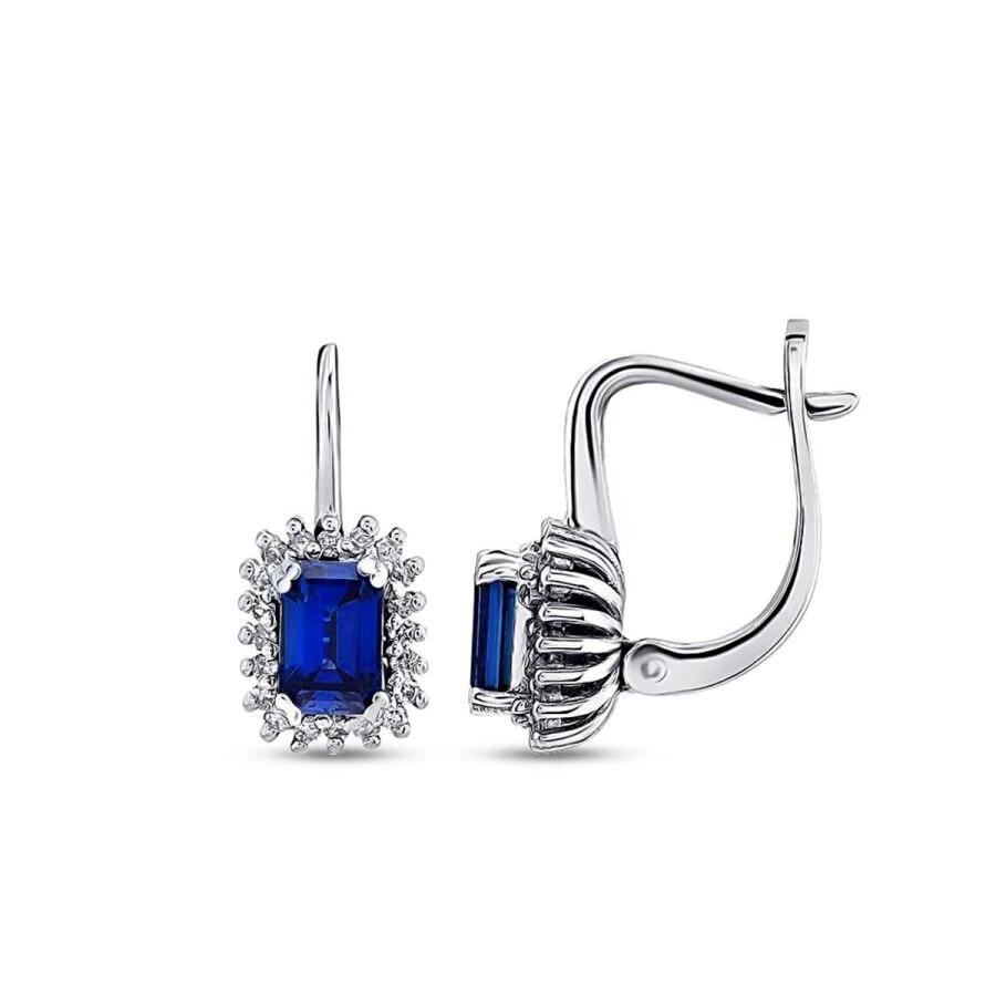 1.45 Carat Diamond Sapphire Earrings