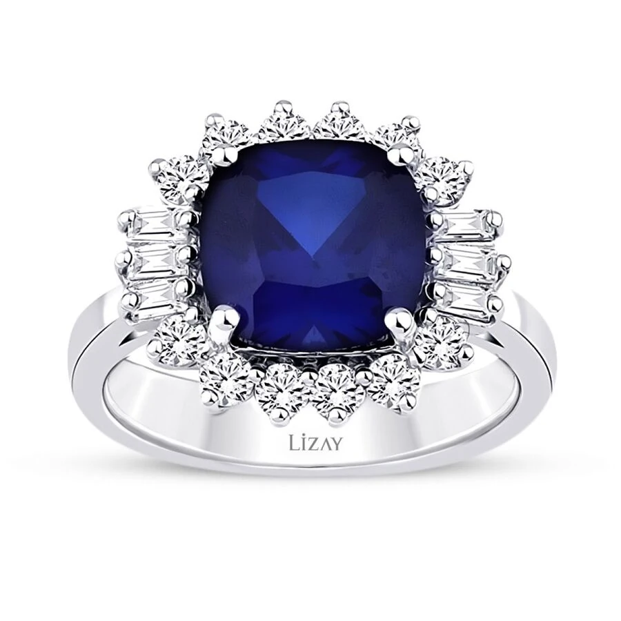 4.16 Carat Diamond Baguette Sapphire Ring