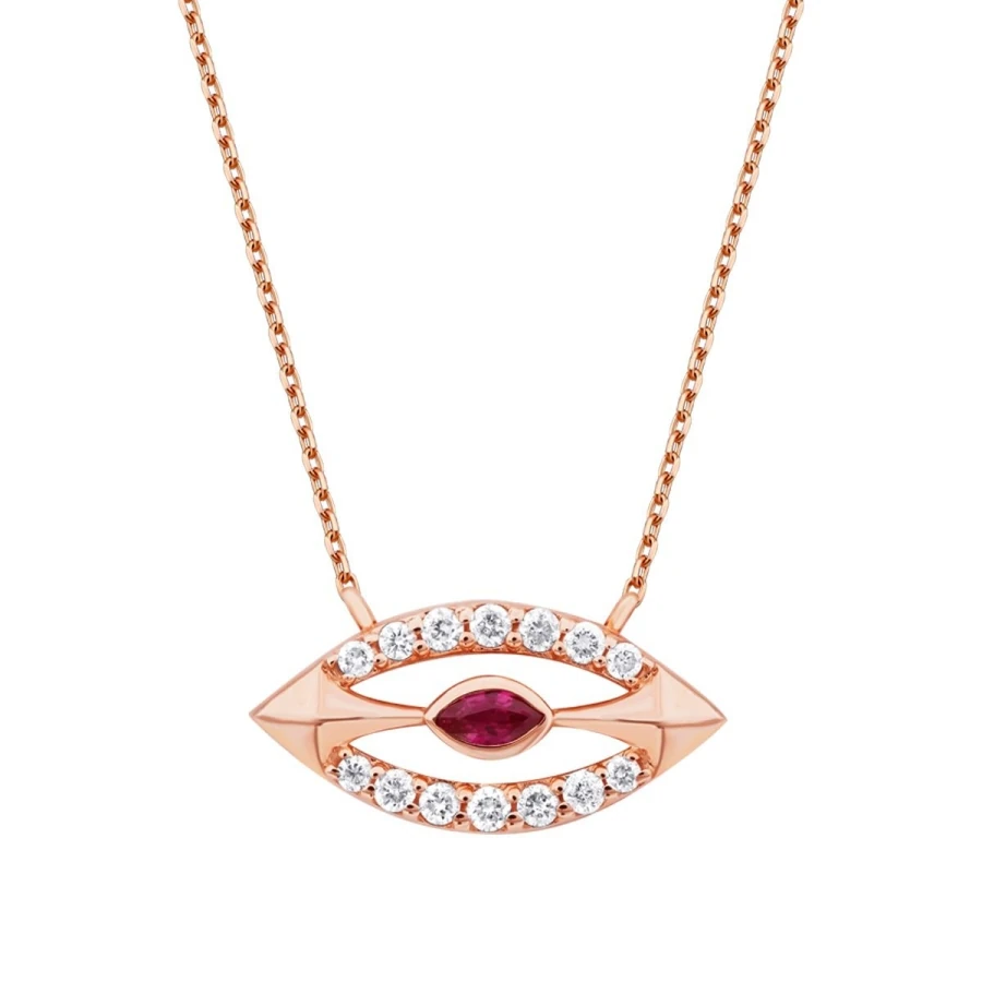 0.31 Carat Diamond Ruby Necklace